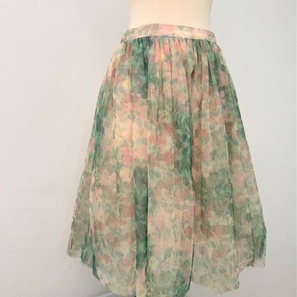 French Connection Floral Apple Mesh Knee-Length A-Line Skirt, Size 4